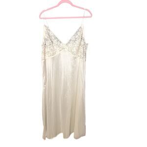 Vintage Sheer Bust Slip Dress Size 1x Rosette Feminine Delicate Nightie